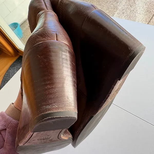 Frye‎ Leather Wedge Ankle Booties Women Brown Side Zip Round Toe Boots - Image 15