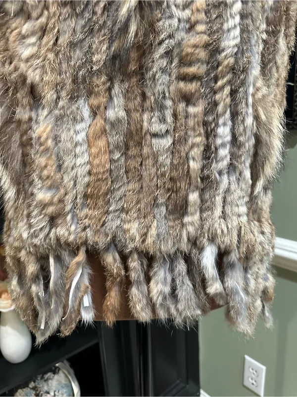 Real Rabbit Fur Vest – Brown Beige Natural Fur – Size M - Image 10