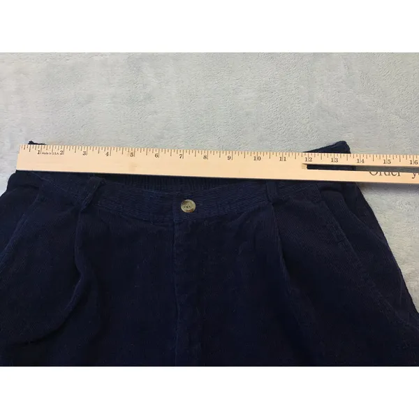 Vintage Women Medium Shorts Mom‎ Casey Max High Rise Pleated Blue Corduroy - Image 5