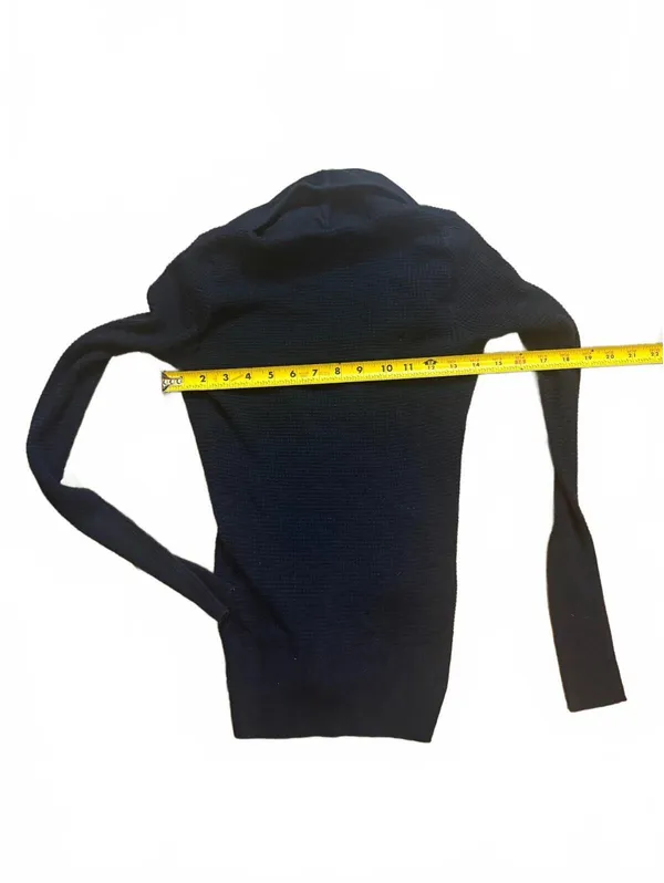 Y2K American Eagle Black Shawl Collar Cardigan XS Waffle Knit Sweater - Image 4