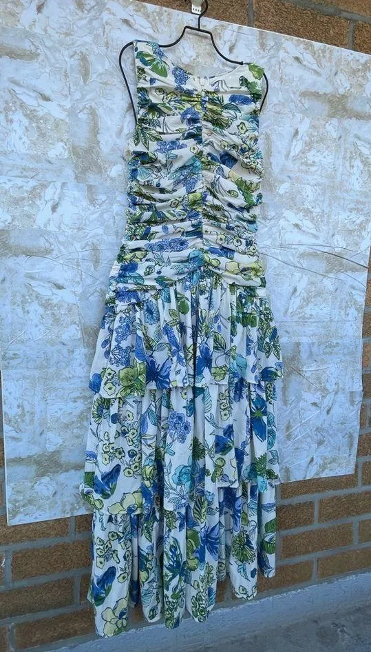 Abercrombie & Fitch High Neck Ruched Tiered Maxi Dress size XS - Image 2