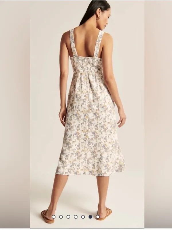 Abercrombie Cinched Neck Slip Midi Floral Dress - Wedding Guest / Occasion - XSP - Image 3