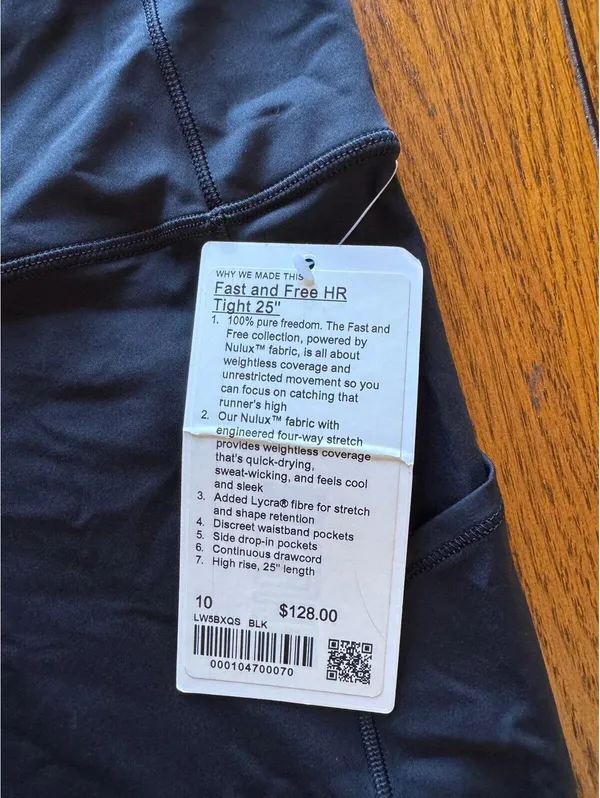 Lululemon Fast & Free With Pockets High Rise 25” Black Size 10 NWT - Image 5