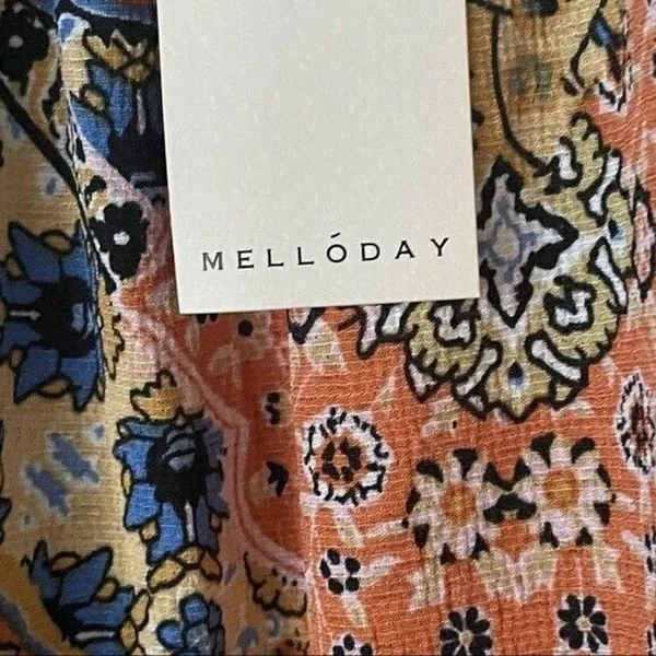 Melloday Small NWT Patchwork Peplum Off Shoulder Ruffle Blouse Top - Image 5