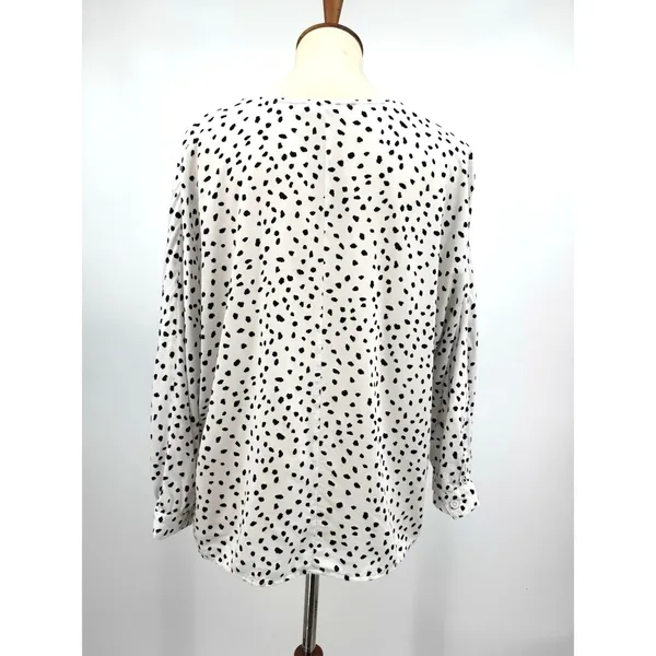 BeachLunchLounge Polka Dot Blouse V Neck Boho Tie Front Flowy Casual Chic Top L - Image 2