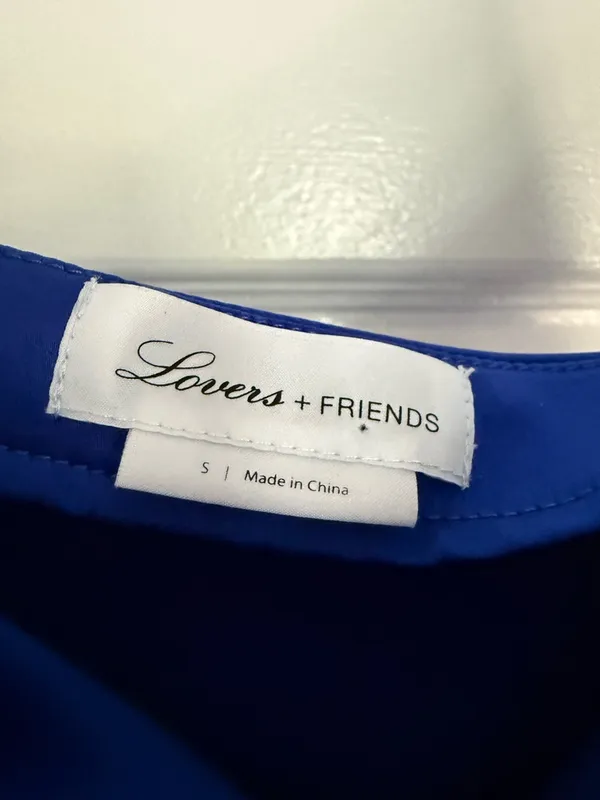 Revolve Lovers + Friends Marley Mini Dress Cobalt Blue Satin Cowl Neck - Size S - Image 5
