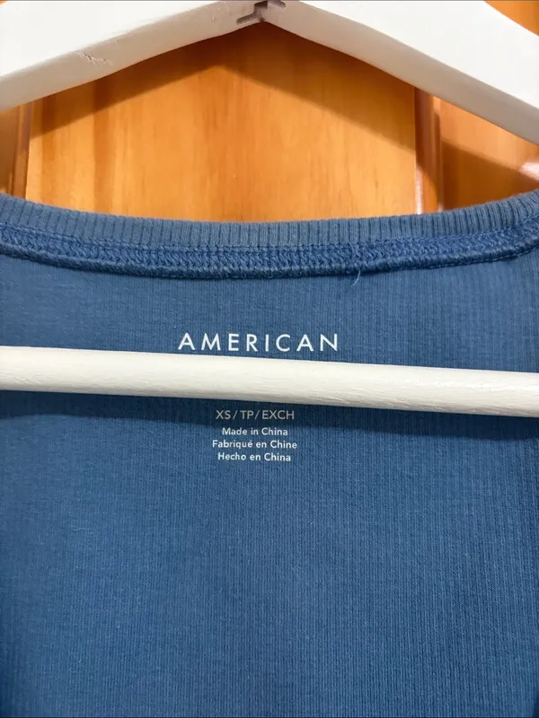 American Eagle Size XS Blue Ribbed Tank Top - Image 3