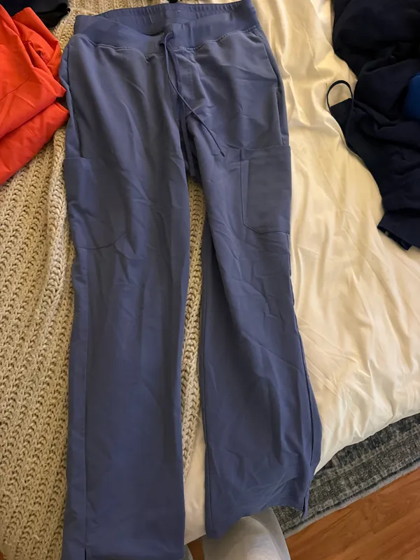 Mandala Scrubs Periwinkle scrub pants with under scrub top - Image 4