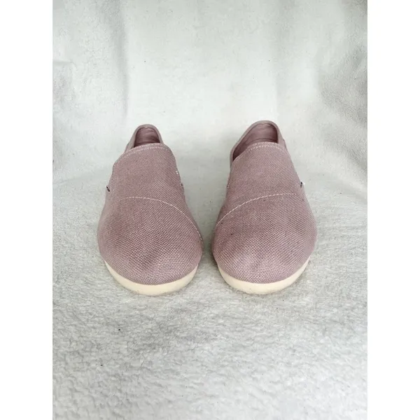 TOMS Woman’s Pink Canvas Slip On Flats Shoes Size 9.5 - Image 3