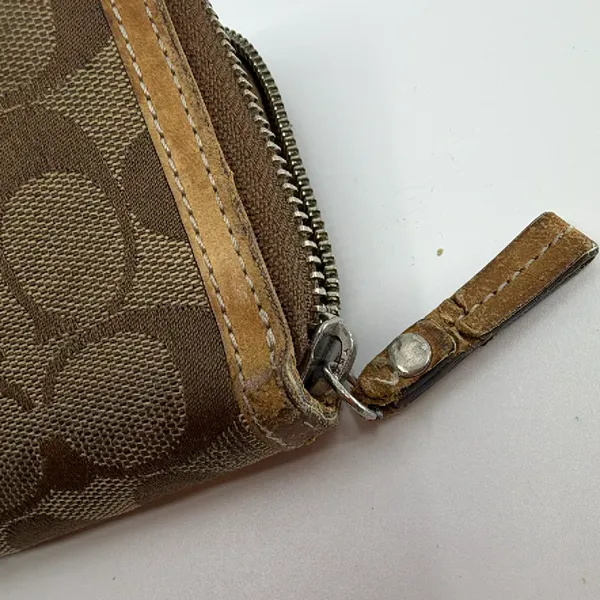 Coach Zip Around Brown Signature C Canvas Leather Wallet - Image 3