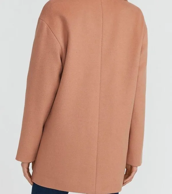 Express Wool-Blend Cocoon Coat Winter Peacoat Trench Tan NWT - Image 2