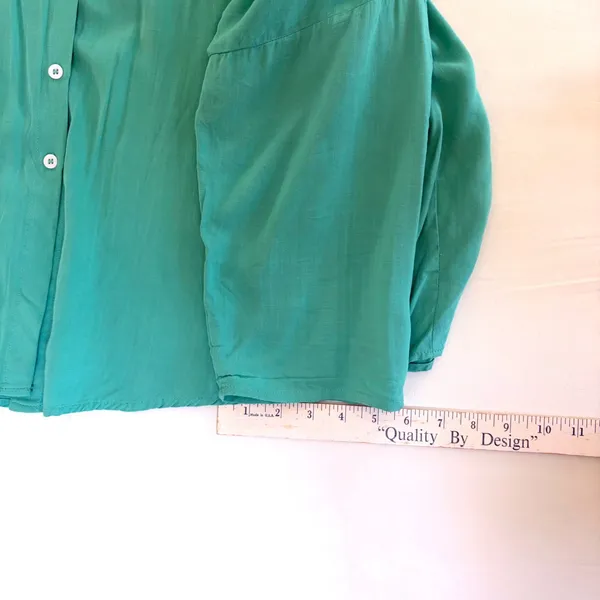 Mint Green Rayon Button Down Oversized Roll Tab Sleeve Shirt‎ XL - Image 11