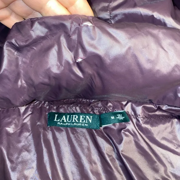 Lauren Ralph Lauren Quilted Feather Down Puffer Jacket Size Medium Deep Plum - Image 15