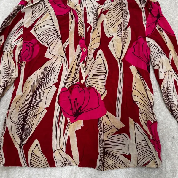 Zara womens medium abstract boho‎ floral top blouse size medium pink - Image 3