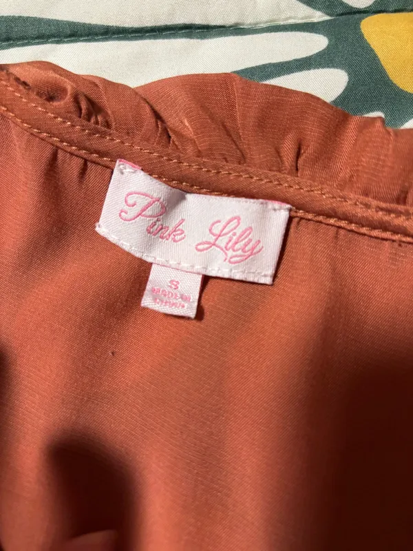 Pink Lily Burnt Orange Top Long Sleeve - Image 3