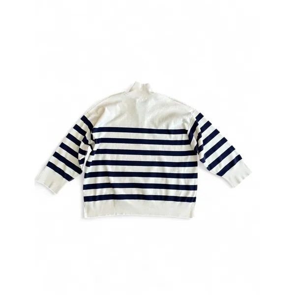 Free People Coastal Stripe Pullover Champagne Navy Combo Large - Image 4