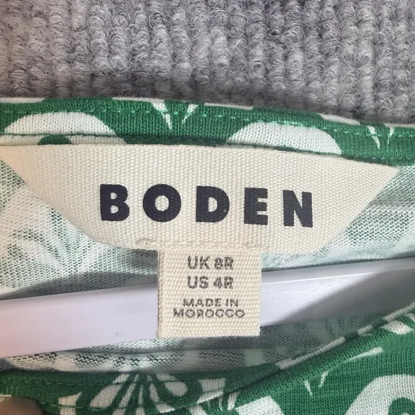 Boden Size-4R Womens Florrie Jersey Dress Cotton Green Short Sleeve - Image 4