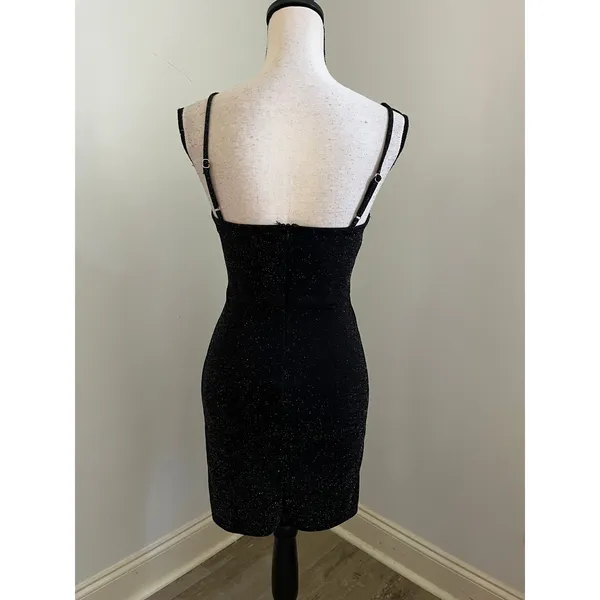 Black Glitter Cocktail Dress sz Small Party LBD Wedding Guest Glam Sparkly‎ Chic - Image 5