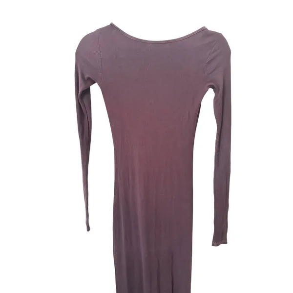 ENZA COSTA Ribbed Knit Scoopback Midi Dress Bitter Brown X-Small‎ - Image 6