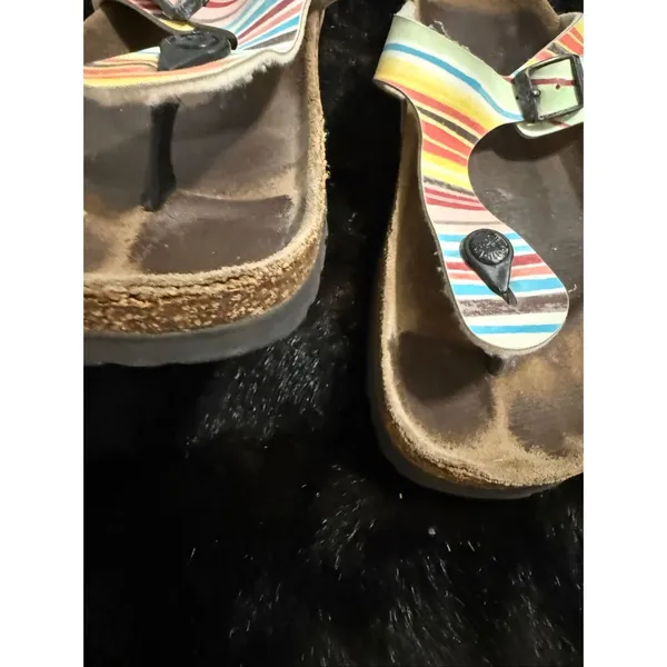 PAPILLIO by Birkenstock ‘Gizeh’ striped 40 9.5 Birko-Flor Thong Sandals Shoes - Image 3