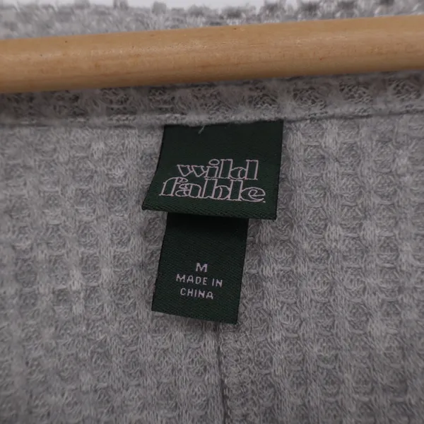 Wild Fable Sweater Womens Medium Gray Stretch Waffle Knit Long Sleeve Round Hem - Image 3