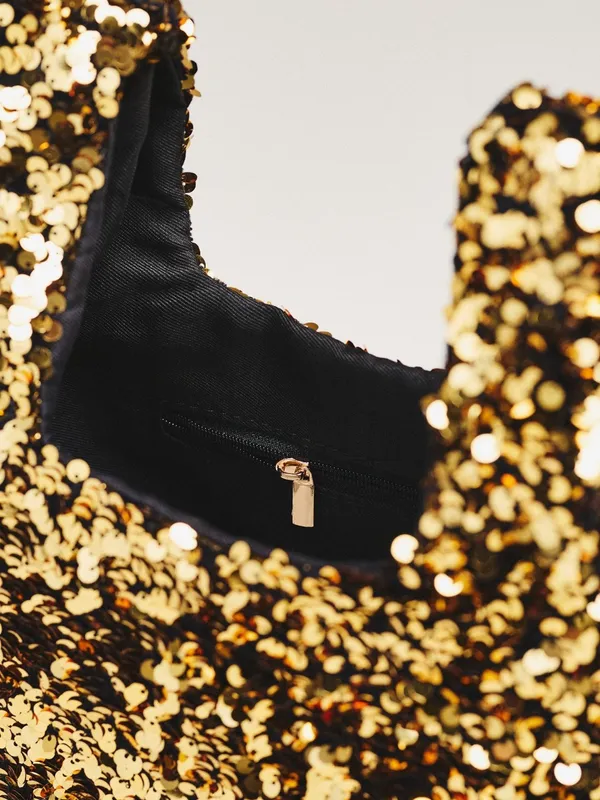 NWT Anthropologie Gold Paillette Sequin Shoulder Bag - Image 3