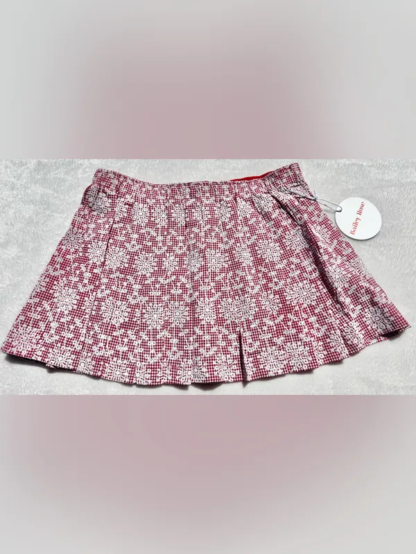 Bailey Rose Gingham Lace Print Pleated Mini Skirt Size Small - Image 5