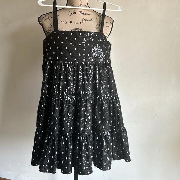 ZARA Polka Dot Sequined Babydoll Dress Size XS NWT - Image 2