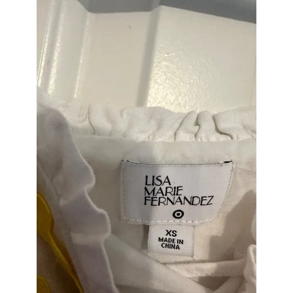 Lisa Marie Fernandez Target Dress Ric Rac White Pink‎ Yellow Tiered XS Coastal - Image 5