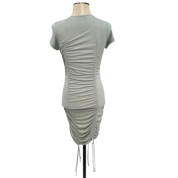 Urban Outfitters‎ Lioness Eyes For You Ruched Mini Dress Short Sleeve Gray XS - Image 8