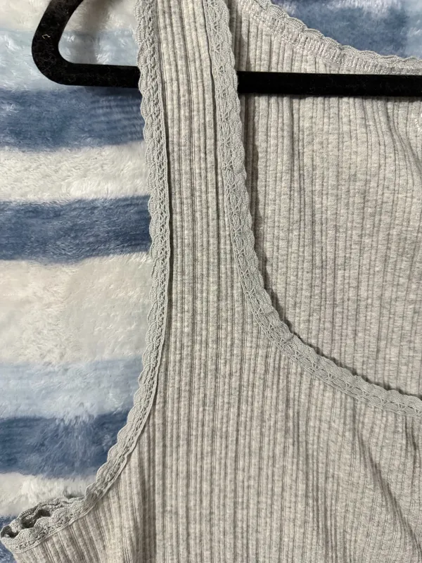 Aerie Ribbed Button-Down Tank Top with Lettuce Edge - Image 3