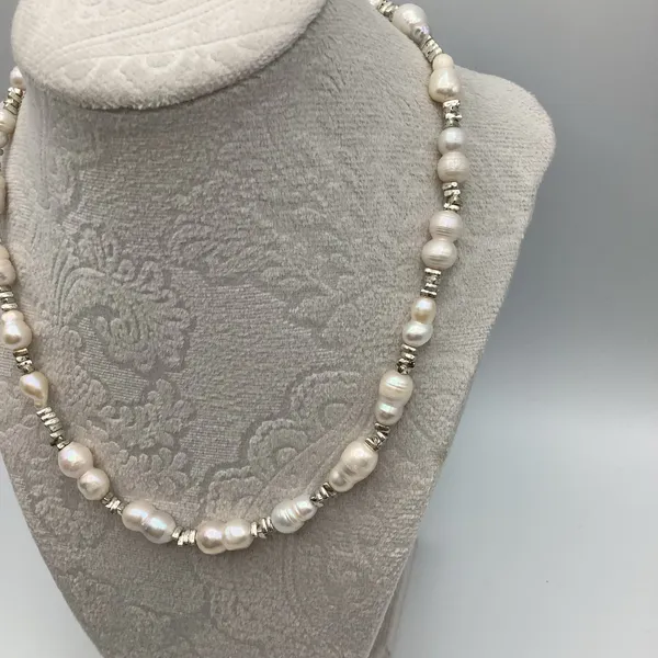 Nature Pearl Necklace 18” With Heart Clasp Sparkle - Image 4