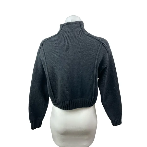Zara Women's Black Turtleneck Long Sleeve Rib Knit Cropped Sweater Top Size S - Image 4