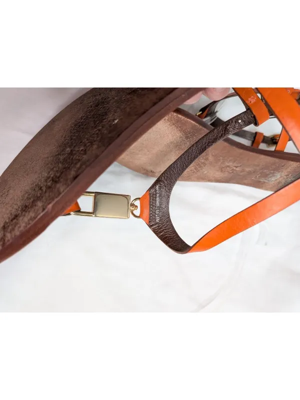 Tory Burch Padlock Orange T-strap Logo Sandals Size 9 - Image 8