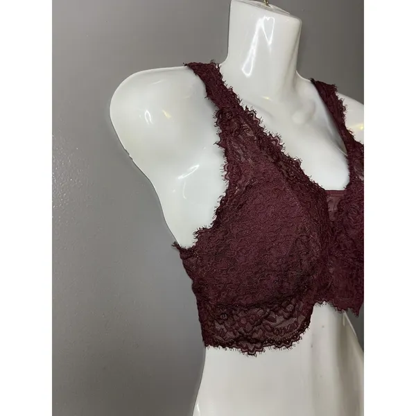 Aerie Bralette Bra Womens Large Red Lace Wireless Sheer Longline Unlined - Image 2