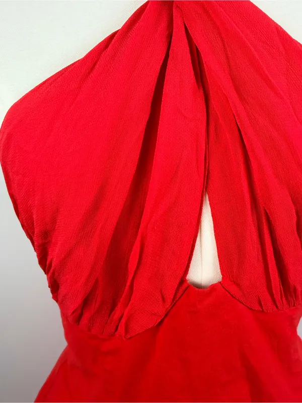 Maeve by Anthropologie Twist Halter Tie-Neck Mini Dress in red size small - Image 5