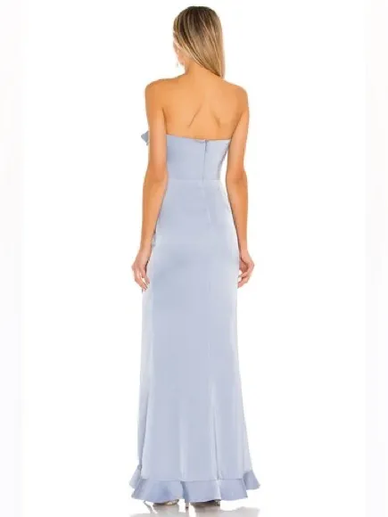 NBD Revolve Luna Gown in Baby‎ Blue Maxi Dress Ruffle Formal Cocktail Womens M - Image 3