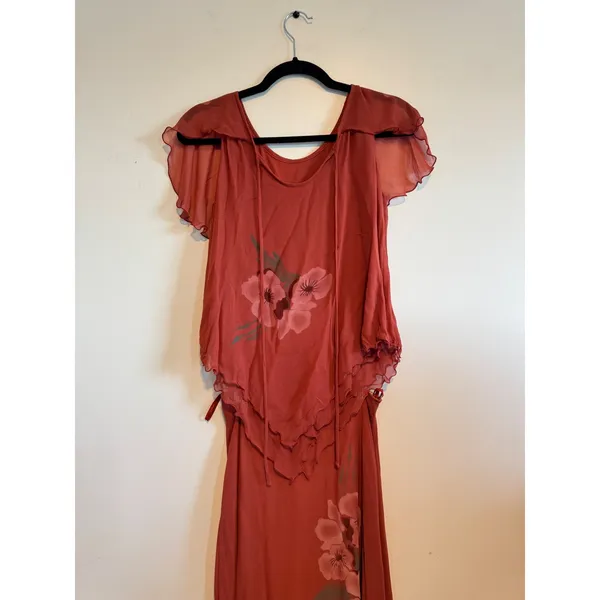 Vintage St Simon 2pc Rayon Floral Maxi Skirt Top Whimsigoth Fairy Romantic 90s - Image 2