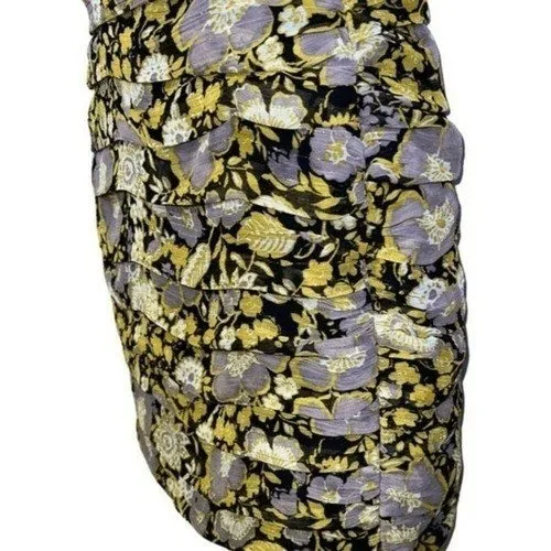 🆕 ZARA One Shoulder Floral Metallic Brocade Tiered Ruffle‎ Mini Dress NWOT XXS - Image 4