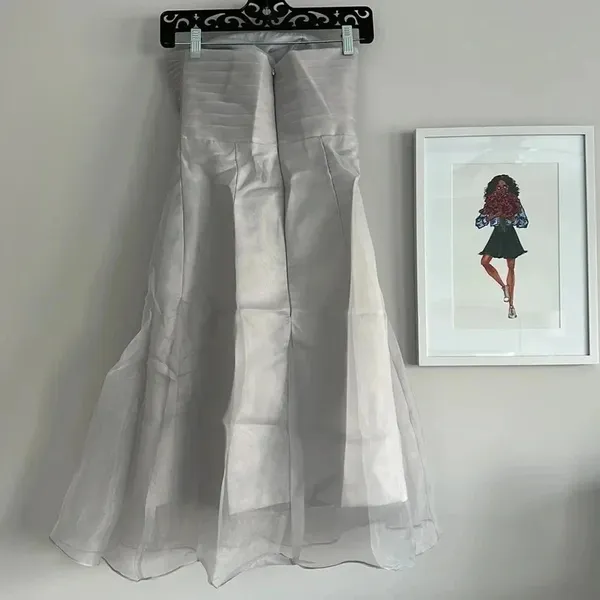 Source Unknown Silver Chiffon Mini Party‎ Dress - Image 2