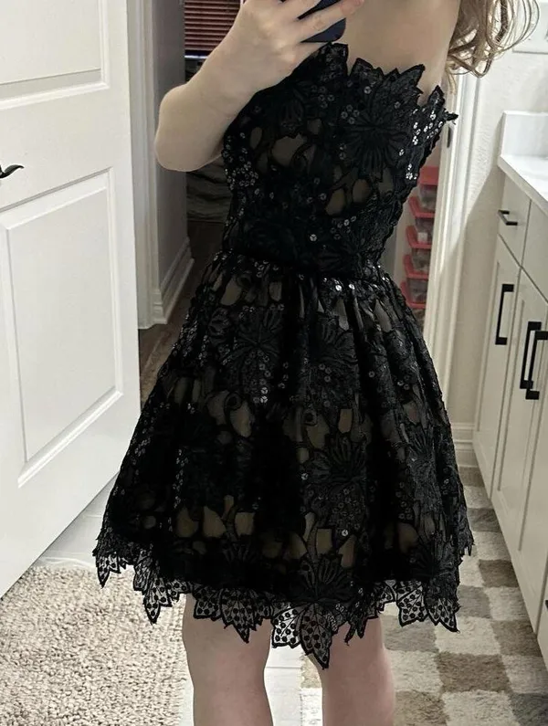 Vintage William Pearson Black Sequin Goth Dress Party Altered Item Fits Small - Image 11
