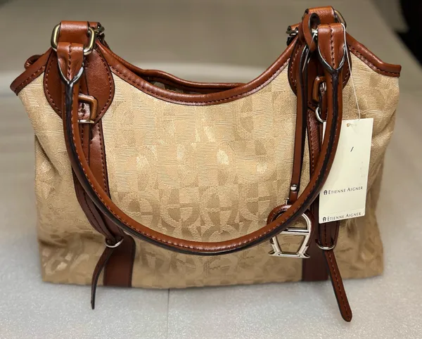 Etienne Aigner monogram canvas shoulder bag or hobo bag - Image 4