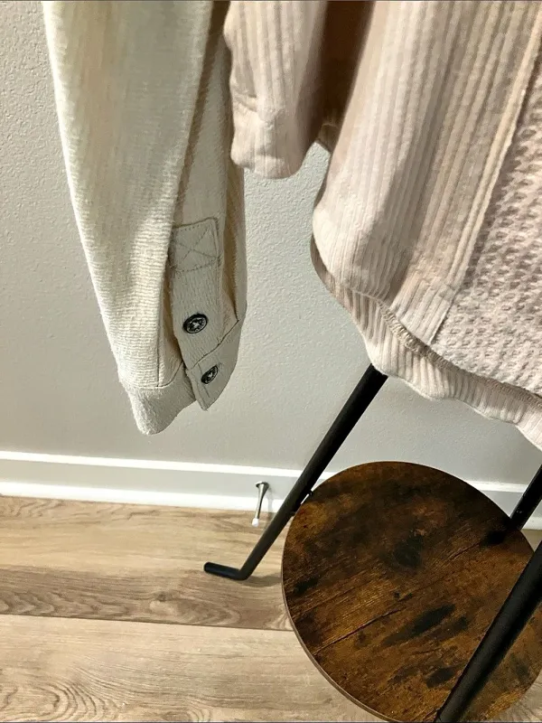 BKE Textured Button Front Shirt in Beige - Image 6