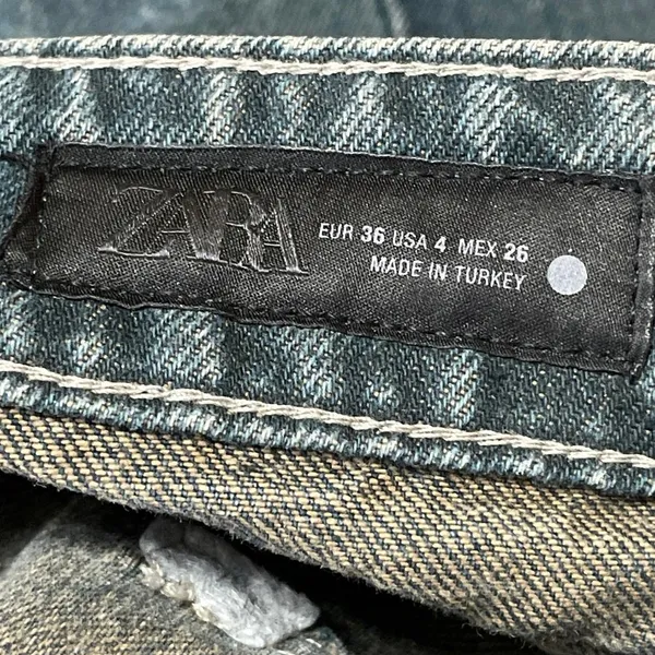 Zara Women's Gray Blue Mid Rise Relaxed Fit Straight Leg Denim Jeans Pants Sz 4 - Image 4