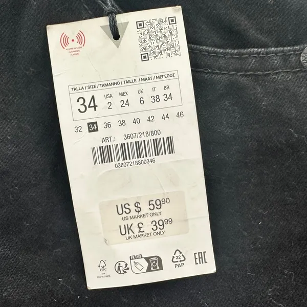 Zara Mid-Rise TRF Extra Curved Jeans Black Size 34 / US 2 NEW Mid Rise - Image 3