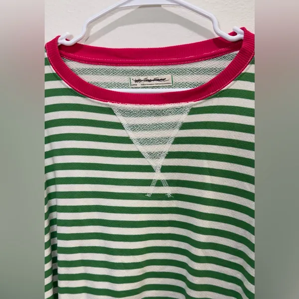 We The Free NWOT Free People Classic Striped Oversized Crewneck Green Top Size L - Image 5