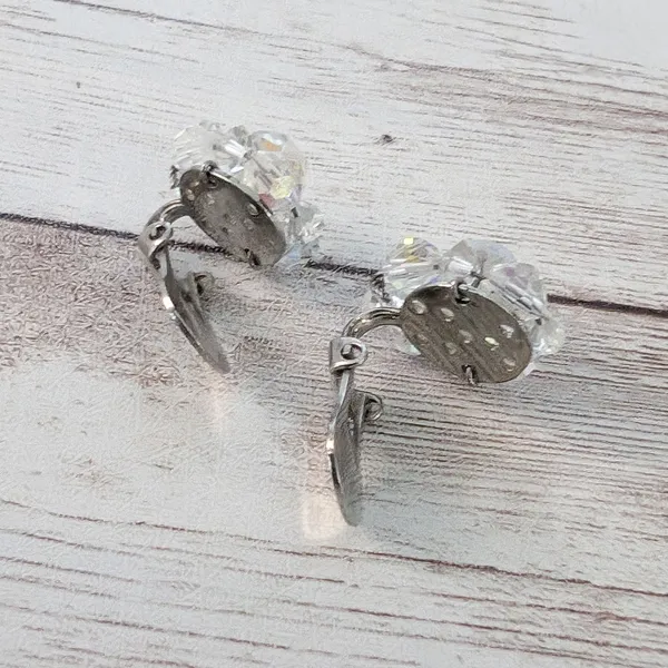 Vintage Clip On Earrings Iridescent 5/8" - Image 6