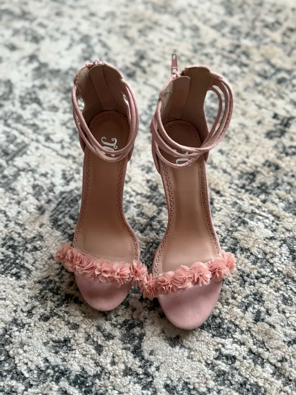 Elegant Pink Floral Women's Heels Size 7 - Image 2