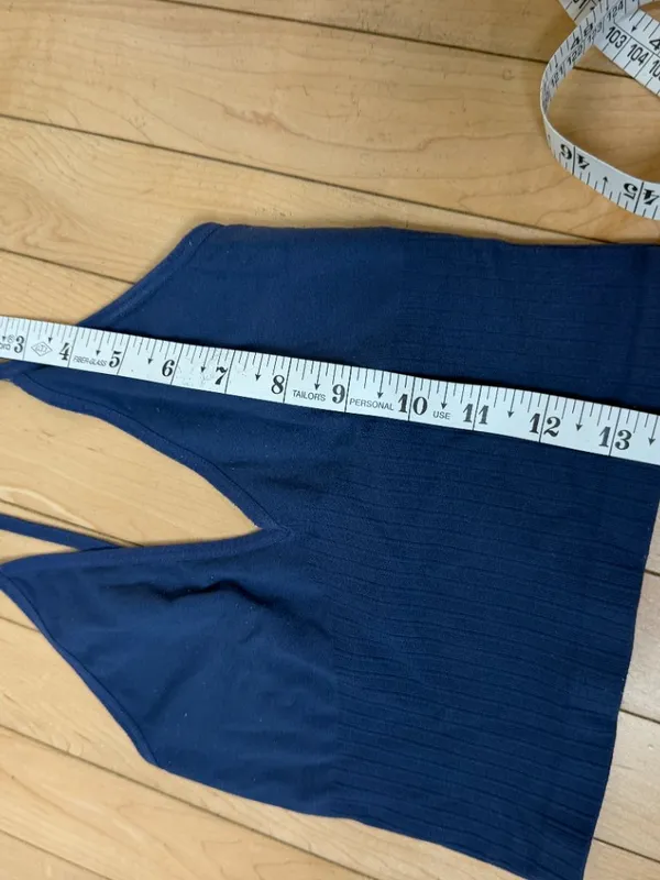 By Together Slate Blue Ribbed & Seamless Low Back Stretch Bralette Top Size S/M - Image 4