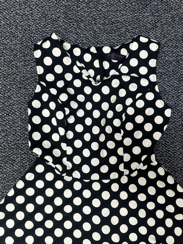 Bridesmay Black and White Polkadot Dress Size Small - Image 2